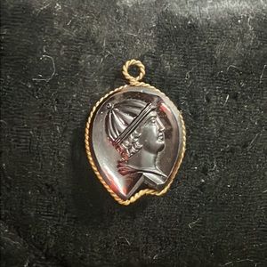Antique Amber Glass Cameo of a Grecian Man / Priest Watch Fob / Pendant